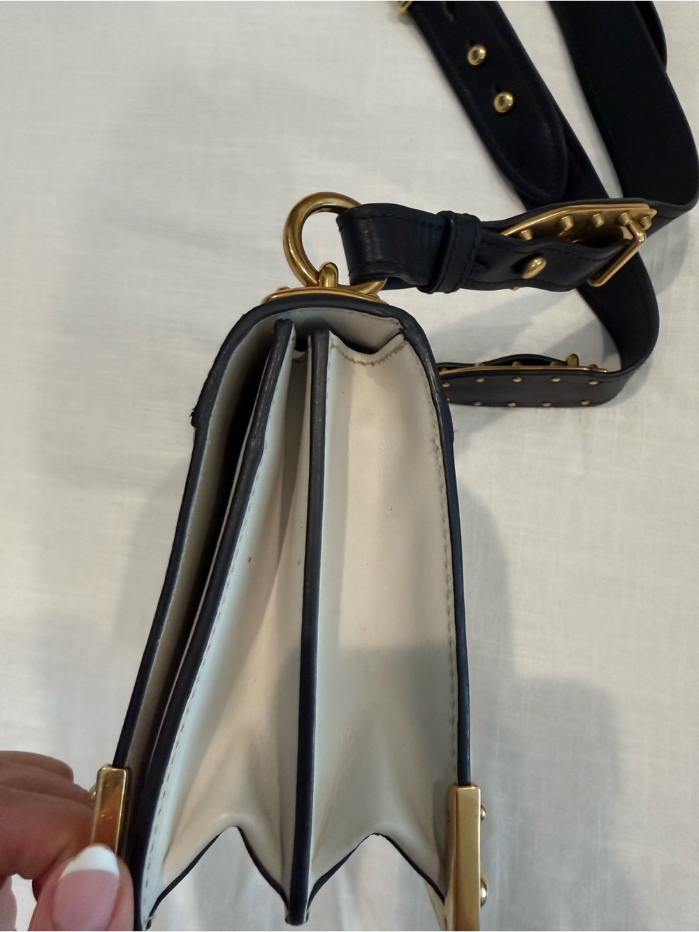 Prada Cahier Black & Cream Leather Crossbody Bag - Picture 12 of 13